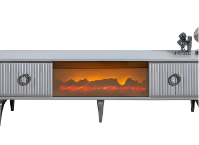 Ergonomischer TV-Lowboard mit MDF-Furnier, Kamin und modernem Design