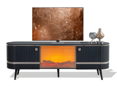 Lakonischer TV-Lowboard mit minimalistischer Ästhetik in elegantem Schwarz