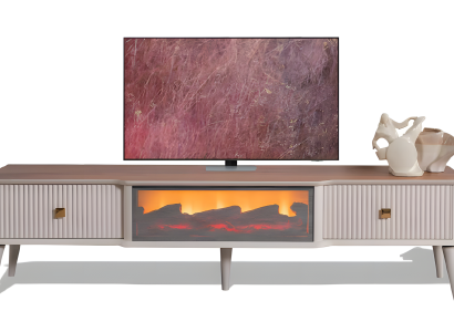 Die perfekte Kombination: TV-Lowboard, Kamin und Stauraum in einem Design