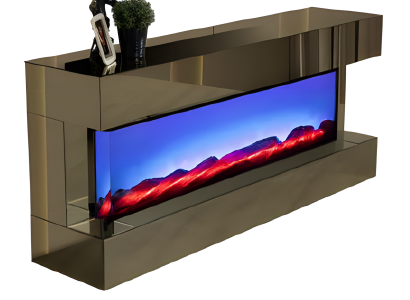 Eine stilvolle Kombination: TV-Möbel, Spiegelglas und Kamin für Ihr Wohnzimmer