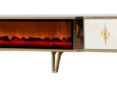 Das Wohnzimmer in neuem Glanz: TV-Lowboard mit Kaminfunktion und LED-Licht