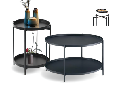 Ideale Beistelltische mit schlanken Metallbeinen, einer unteren Ablagefläche