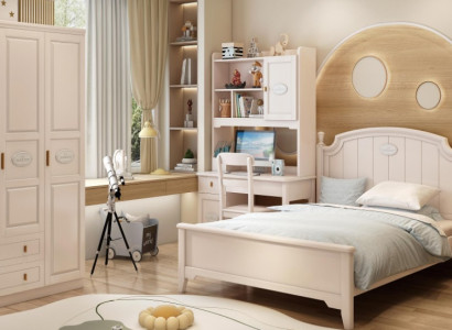 Luxus Kinderzimmer Kleiderschrank Design 2x Nachttische Bett Set