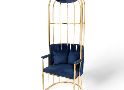 Extravagantes Sessel mit hoher Rückenlehne und elegantem goldenen Rahmen