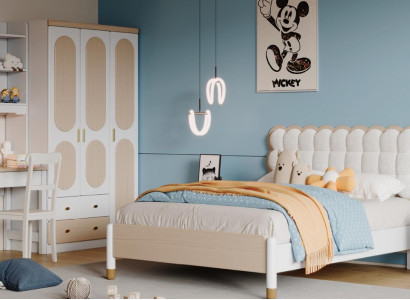 Design Kinderzimmer Set Bett + 2x Nachttische Jugendzimmer Komplett 6tlg