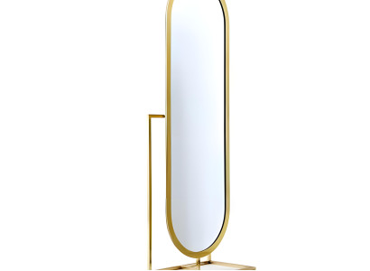 Elegantes ovales Standspiegel mit goldenem Rahmen in modernem Design