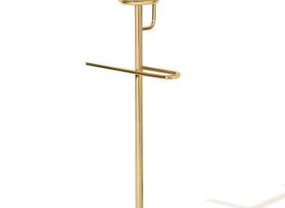 Eleganter Kleiderständer in Goldfarbe mit kreuzförmigem, rundem Sockel
