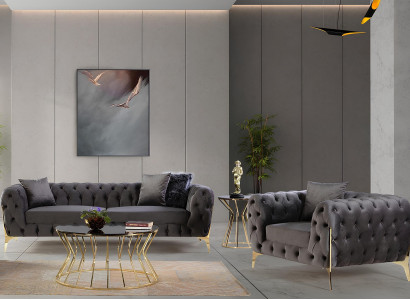 Schlichtes Set aus Sofa und Sessel – praktisch und elegant