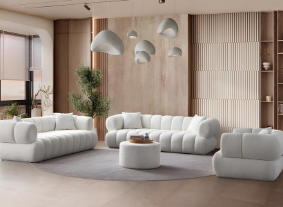 Schlichtes Design – Sofa-Set und Sessel für Ihr Zuhause