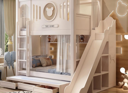 Holz Etagenbett Doppelstockbett Hochbett Stockbett Kinderbett mit Rutsche