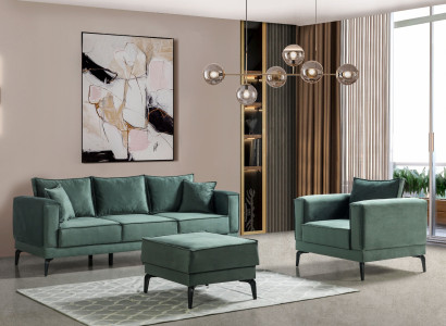 Harmonisches Interieur, stilvolles Set aus Sofa und Sessel