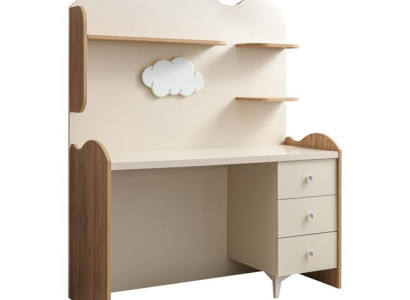 Moderner Beigefarbener Schreibtisch aus Holz für Home Office