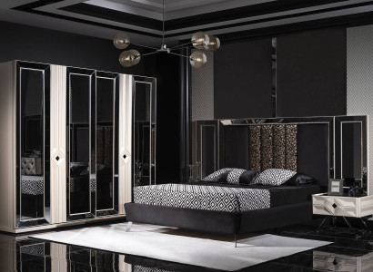 Design Komplett Möbel Moderne Schlafzimmer Bett 2x Nachttische Kleiderschrank