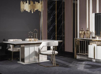 Modern Einrichtung Weiß Set Möbel Esstisch 4х Stühle Design Hochwertig Möbel