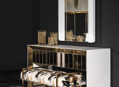 Schminktisch mit Spiegel Weiß Hochwertig Luxus Konsole Kommode Schlafzimmer