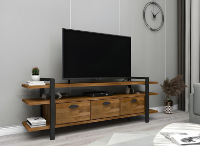 Dunkelbrauner TV-Ständer Robustes Lowboard Wohnzimmer Holz Edle Möbel