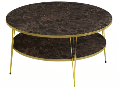 Praktisch und raffiniert – Couchtisch mit Ablagefläche und goldener Kante
