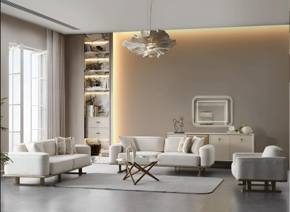 Weiße Wohnzimmer Polstergarnitur Stilvolle 2x 3-Sitzer Sofas Sessel