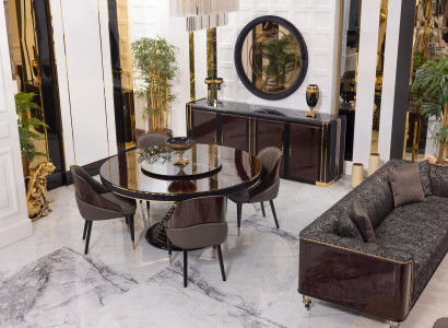 Moderne Schwarz-Braune Esszimmergarnitur Designer Tisch Sideboard