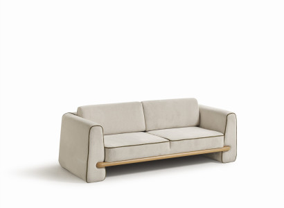 Beiges Polstersofa Stilvoller 3-Sitzer Wohnzimmer Edle Textilcouch