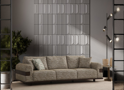 Eleganter Beiger Dreisitzer Wohnzimmer Polstersofa Edle Textilcouch