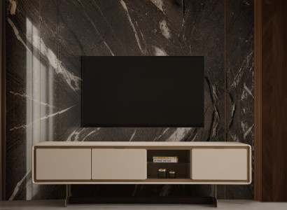 Elegantes TV-Lowboard Designer Beiger Wohnzimmer TV-Unterschrank