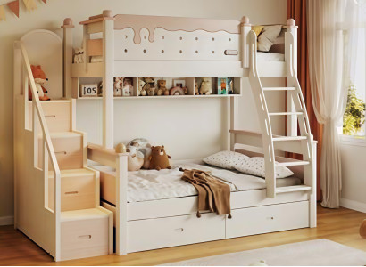 Doppelstockbett Etagenbett Holz weiß Kinderbett Jugendbett Modern Hochbett