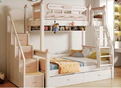 Doppelstockbett Holz weiß – Etagenbett Stockbett Kinderbett Jugendbett