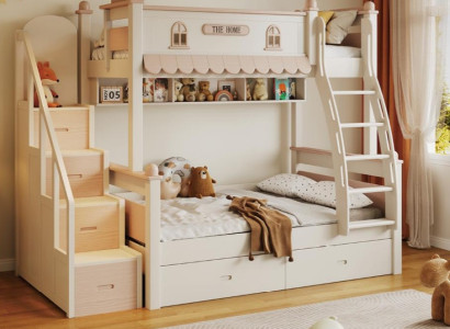 Stockbett weiß Holz Etagenbett Doppelstockbett Kinderbett Jugendbett