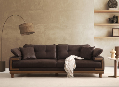 Wohnzimer Brauner Textil Dreisitzer Modernes Polstersofa Edle Couch