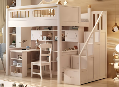 Doppelstockbett Hochbett Stockbett Holz Kinderbett Jugendbett mit Schreibtisch