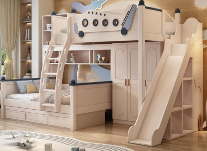 Stockbett Holz weiß Kinderbett Jugendbett Doppelstockbett Etagenbett mit Rutsche