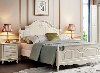 Modernes Holz Schlafzimmer Set Bett mit 2 Nachttischen Komplett 3tlg