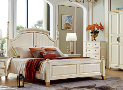 Komplettes Schlafzimmermöbel Bett Design Kleiderschrank Kommode Set 5tlg