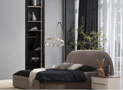 Schlafzimmer Elegante Beige Garnitur Doppelbett Edle 2x Nachttische