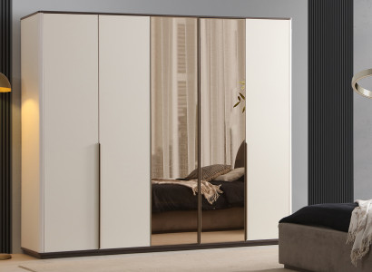 Moderner Beiger Holzschrank Schlafzimmer Glasschrank Edle Möbel