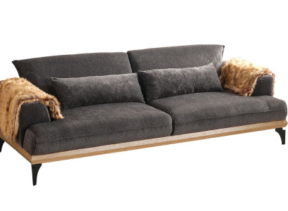 Stilvoller Grauer 3-Sitzer Wohnzimmer Polstersofa Designer Möbel