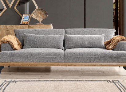 Komfortables Graues Sofa Wohnzimmer Sitzmöbel Moderner 3-Sitzer