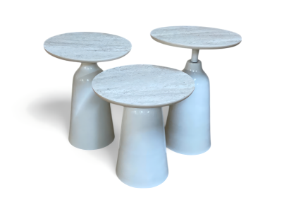 Beistelltische in runder Form mit stabilem Untergestell in elegantem Weiß