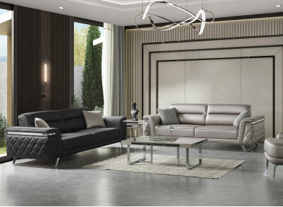Moderne Zweifarbige Wohnzimmer Sitzgarnitur 3-Sitzer Sofa Couchtisch
