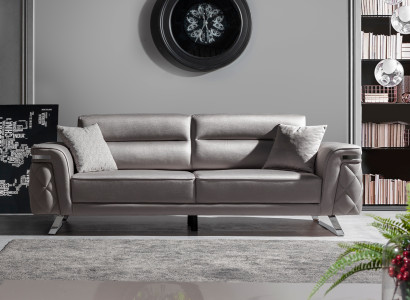 Exlusiver Grauer 3-Sitzer Wohnzimmer Sitzcouch Luxuriöse Möbel