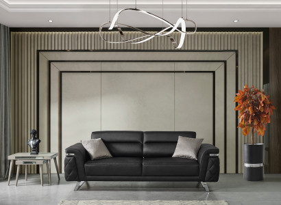 Moderne Wohnzimmer Garnitur Designer Schwarze Couch Beistelltisch