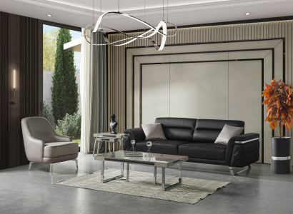 Edles Möbel-Set Sitzcouch 3-Sitzer Sessel Couchtisch Beistelltisch