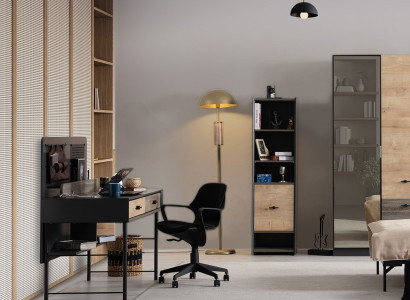 Elegantes Möbel-Set Stilvoller Schreibtisch Edles Holz Bücherregal