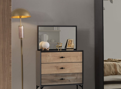Eleganter Hellbrauner Schlafzimmer Schminktisch Luxuriöser Spiegel