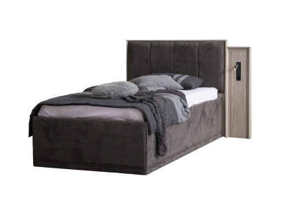 Stilvolles Designer Graues Bett Schlafzimmer Einzelbett Textil Möbel