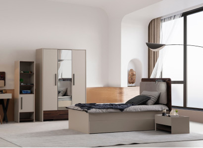 Komplette Schlafzimmer Garnitur Textilbett Edle Nachttische Schrank
