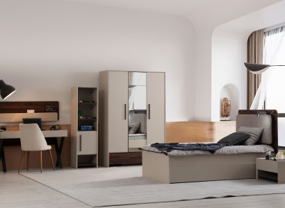 Stilvolles Modernes Schlafzimmer Set Textilbett Schreibtisch Schrank