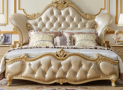 Bett Luxuriöse Massivholz Zweibett 180x200 cm Klassischen Design Doppelbett