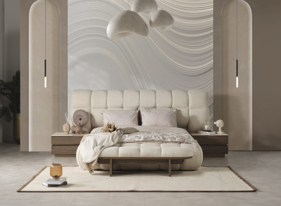 Schlafzimmer Set Beige modern Doppelbett 2x Nachttische Luxus Einrichtung